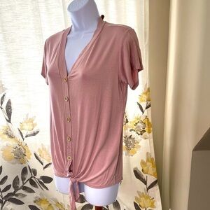 Nwt Pink Short Sleeve Tie Shirt with Buttons Size S